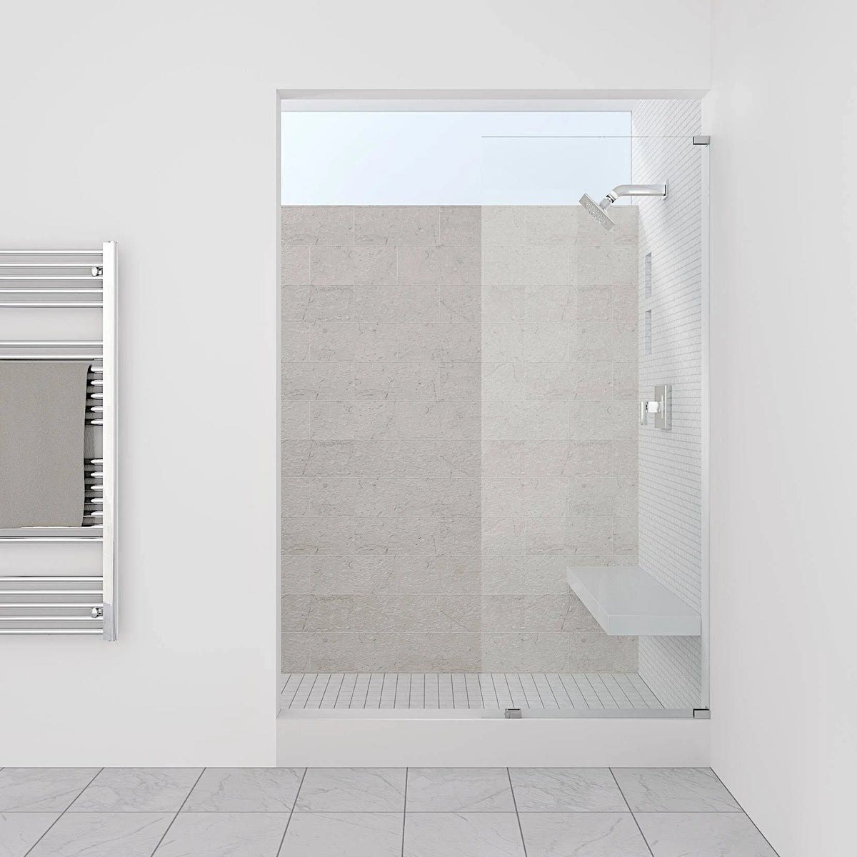 Matte Black Frameless Fixed Glass Shower Panel V33475
