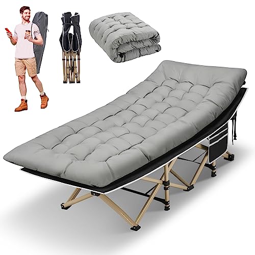 Portable Camping Cot with Thick Mattress and Carry Bag J858