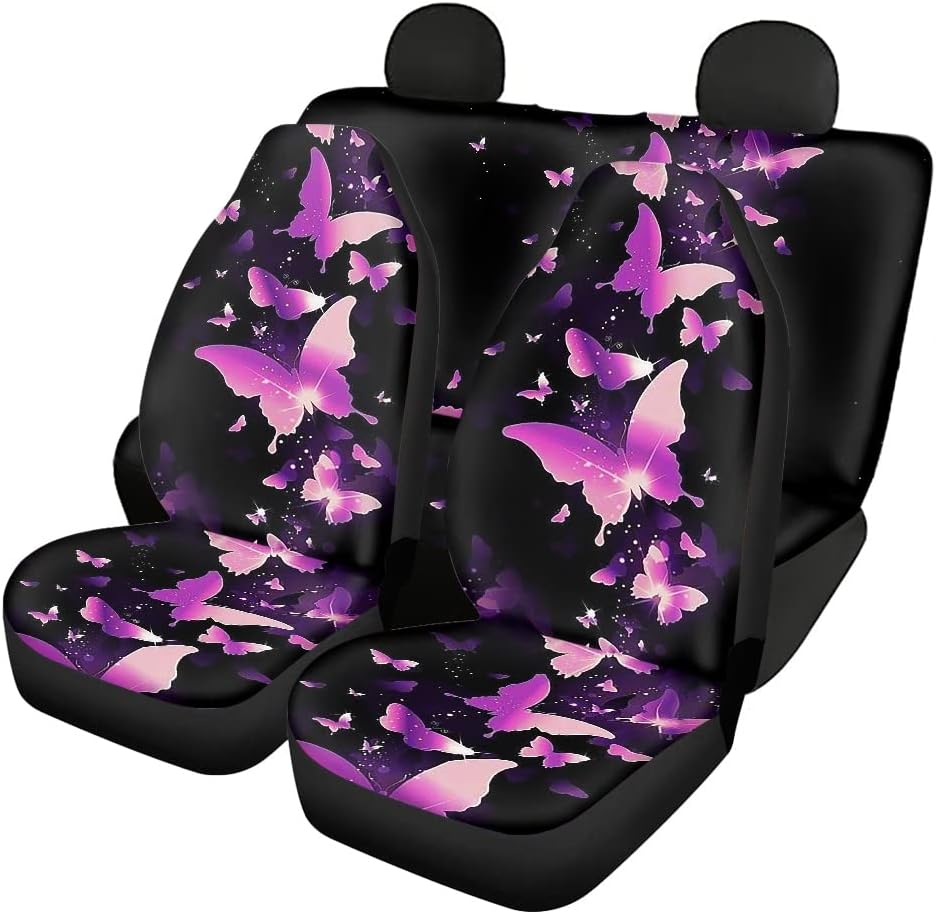 Black and White Cow Print Car Seat Cover 4piece J8466