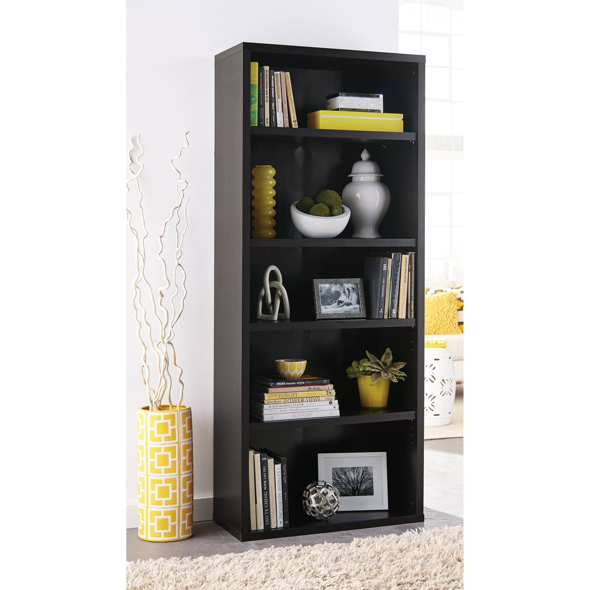 Black Walnut 5-Shelf Bookcase Y44224