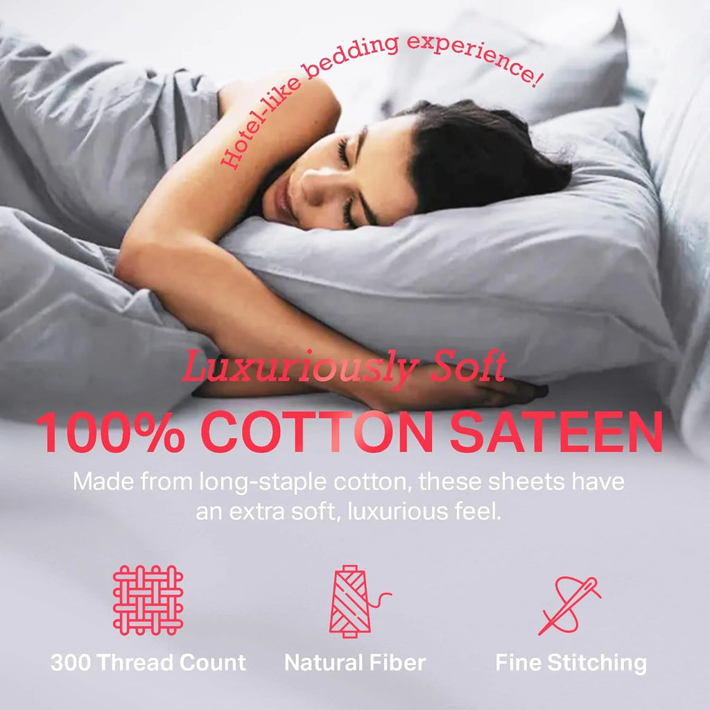 Light Gray 4 Pcs King Size Cotton Bed Sheets Y28486