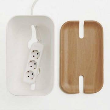 Medium Hideaway Cable Organiser in White and Natural I40865