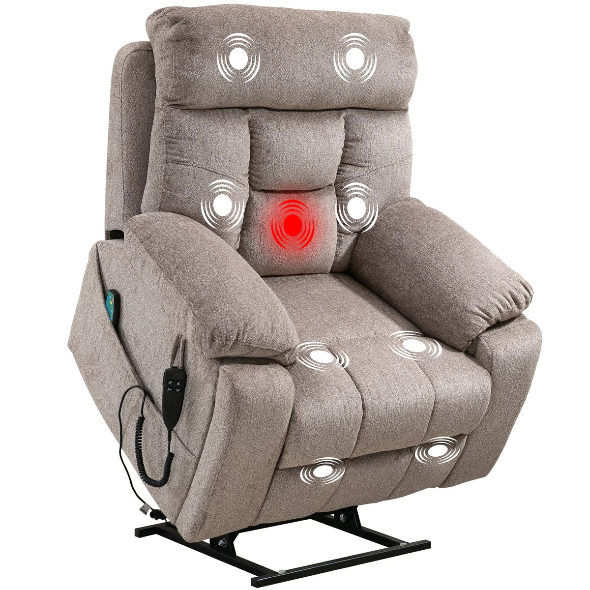 Oversized Dual Motor Power Lift Recliner Chair with Massage and Heat A1349
