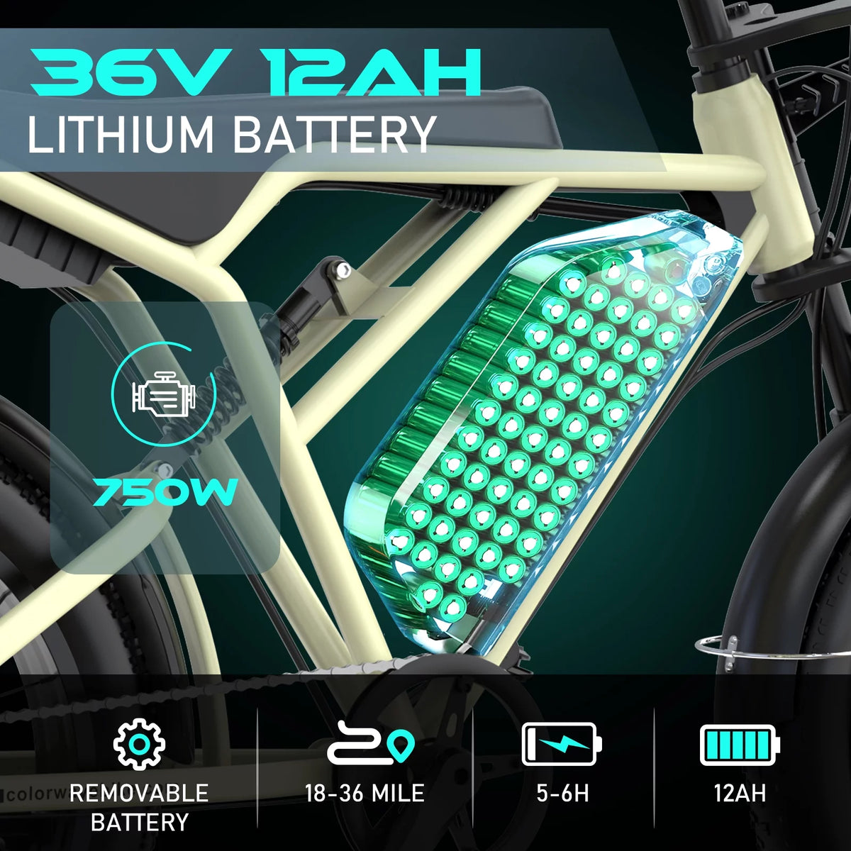 750W Electric Bike 20X4.0 Fat Tire 48V 15Ah Battery A705