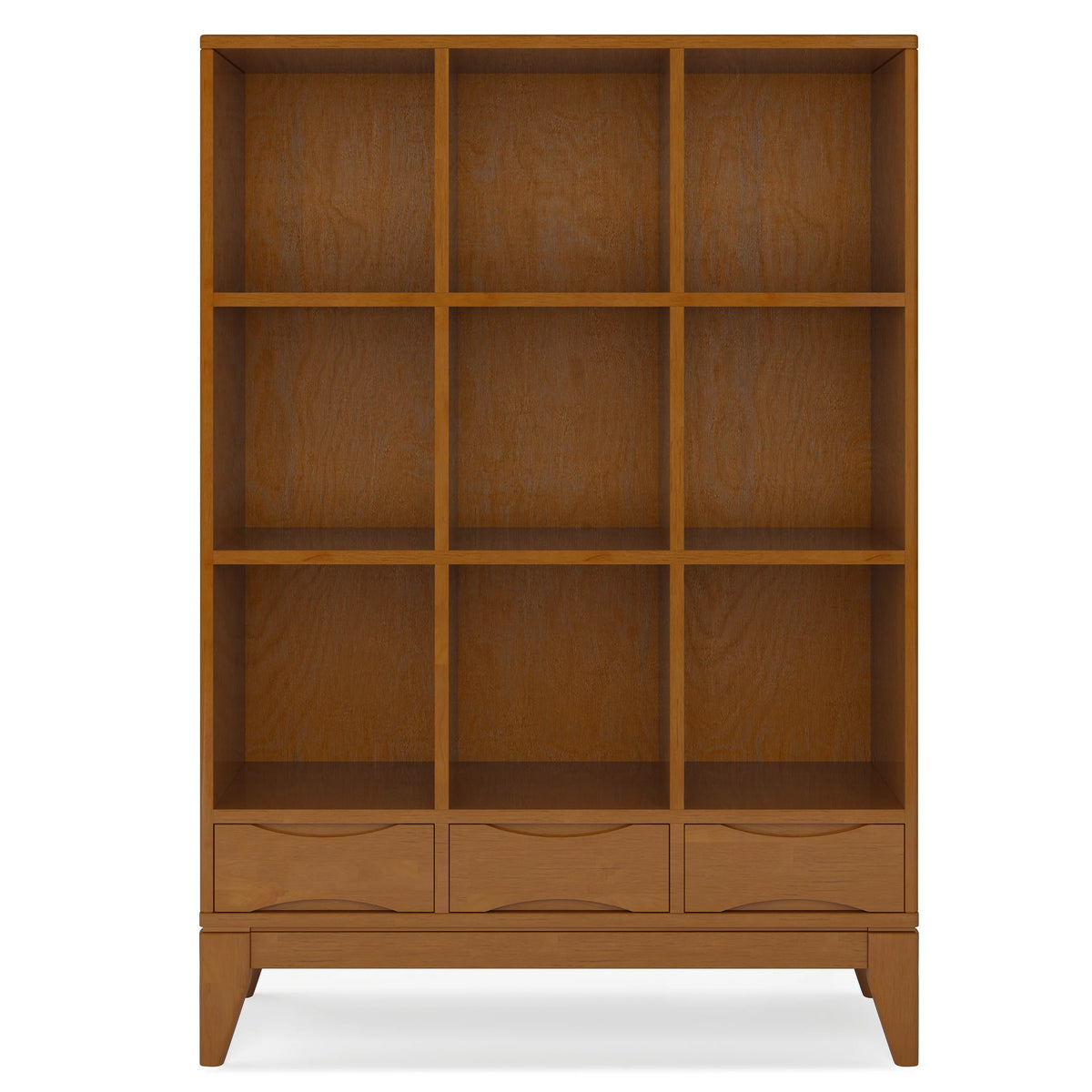 Teak Brown Solid Hardwood Cube Storage Bookcase with Drawers J127148