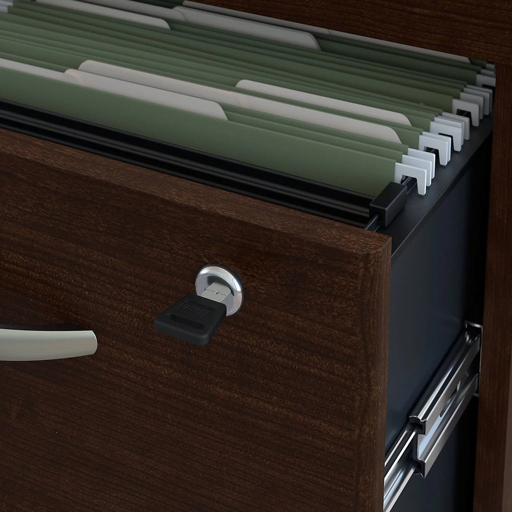72W L Shaped Desk with Storage in Mocha Cherry X2396