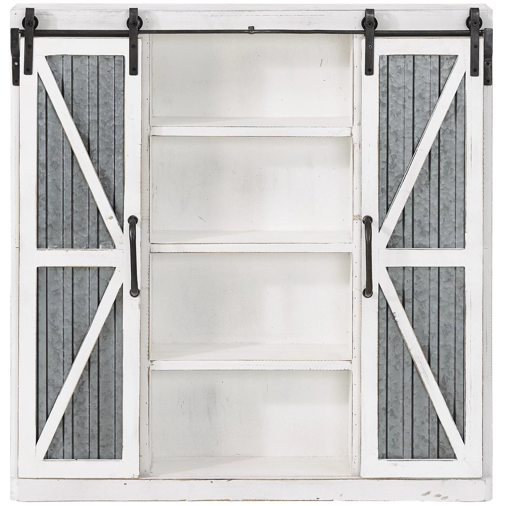 White and Silver Wood Cabinet E192