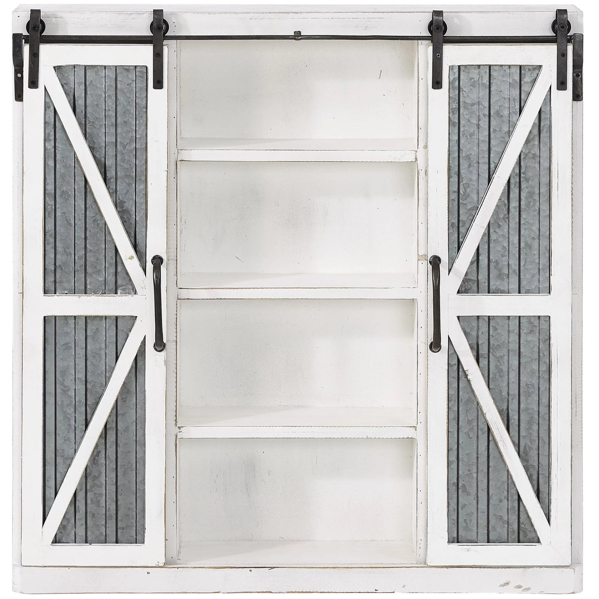 White and Silver Wood Cabinet E192