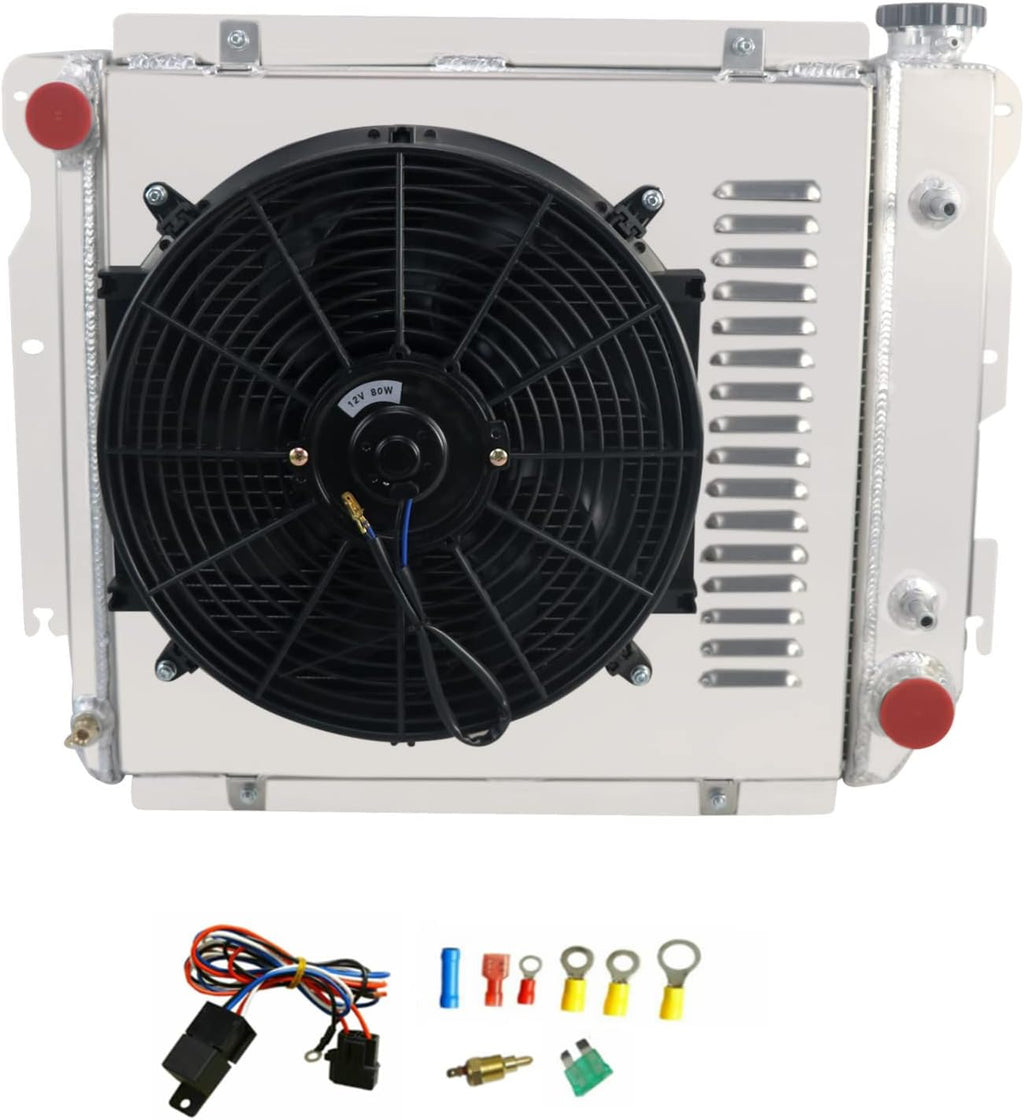 4 Row Core Radiator with Fan Shroud and Relay Kit J128