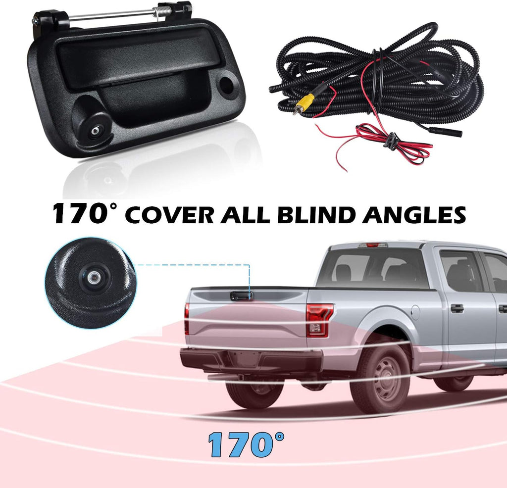 Black Tailgate Backup Reverse Handle with Backup Camera for Pickup Truck Pack of 2 C138126