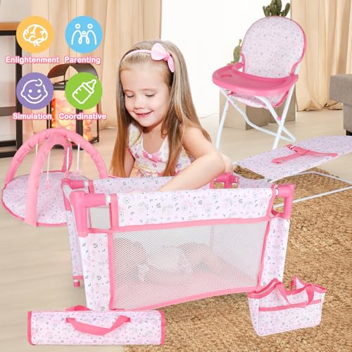 Pink 6 in 1 Baby Doll Playset with Furniture Z30315