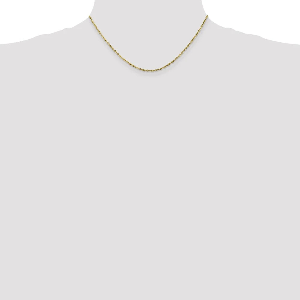 10kt Yellow Gold 1.8mm Diamond-Cut Lightweight Rope Chain 16 inch E570958