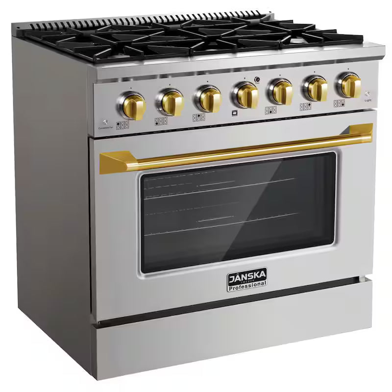 6-Burners Gas Range with Convection Oven and Griddle in Stainless Steel S3484