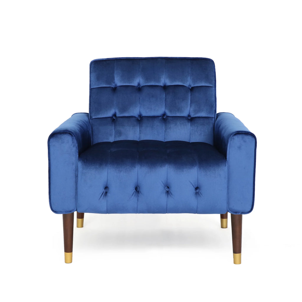 Navy Blue Velvet Tufted Armchair Q2298