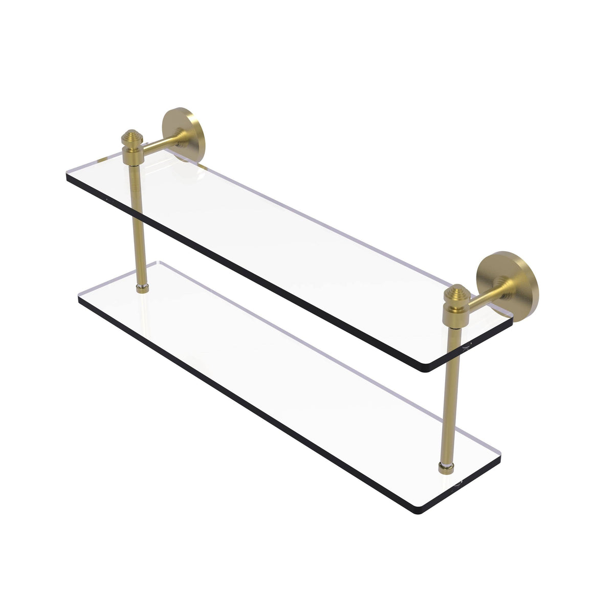 Polished Nickel Two Tiered Glass Shelf R19169