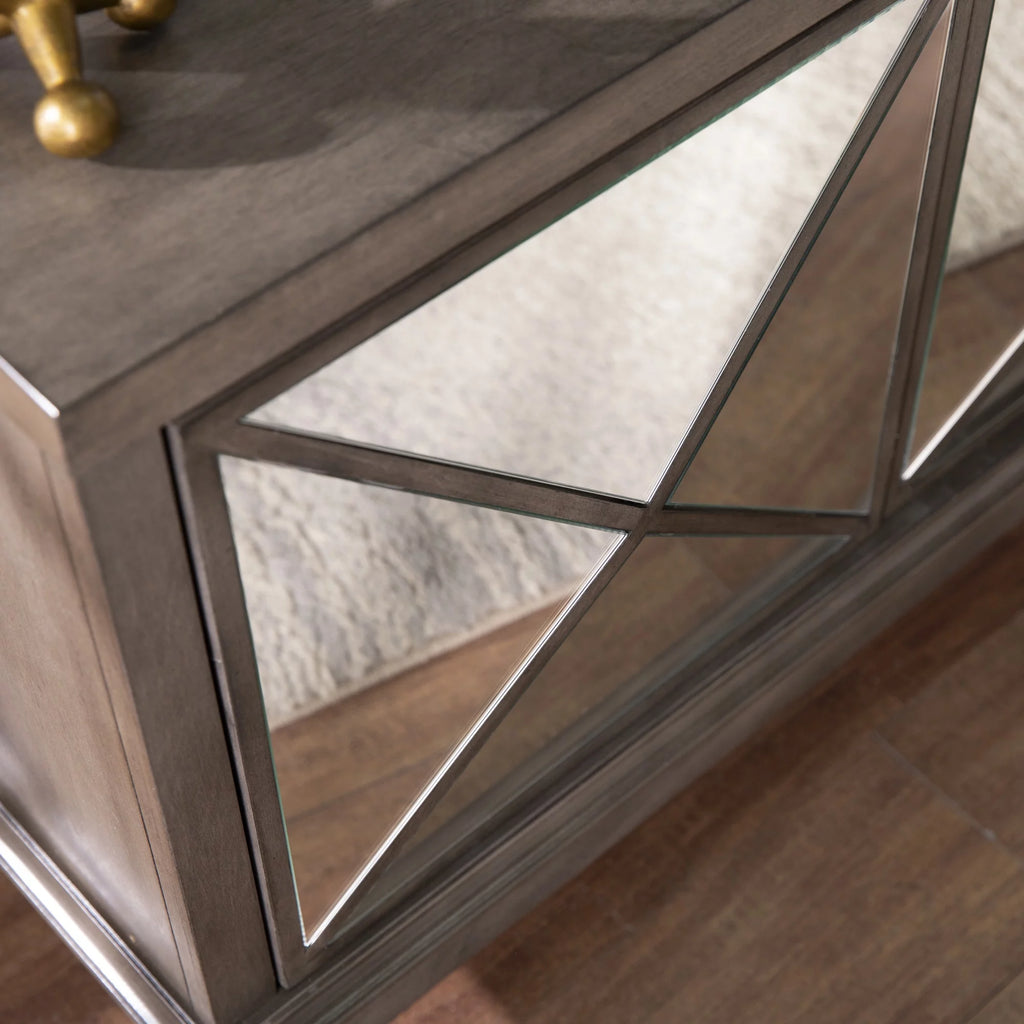 50" Brown Mirrored Media Cabinet with Storage S93085