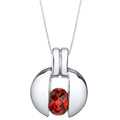 Oval Red Garnet Pendant Necklace in Sterling Silver, 18" T4149