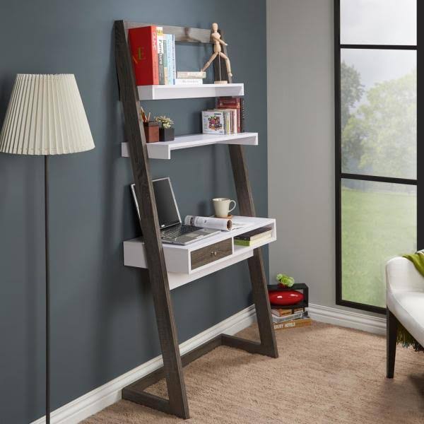 Distressed Gray Desk with 3-Shelves U655