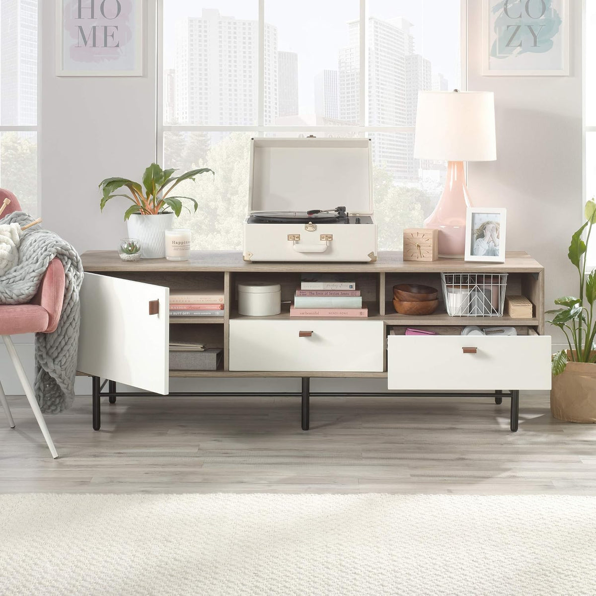 Credenza, Sky Oak Finish Q621416