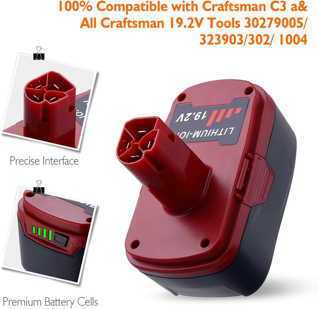 2Packs 5.0Ah C3 Lithium Battery for 19.2 Volt Cordless Battery Pack of 2 K4879