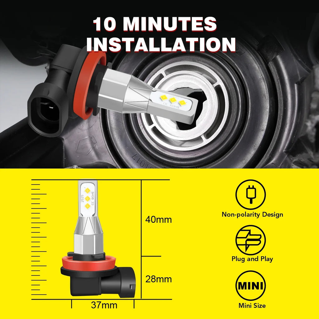 9007+H11 LED Headlight Fog Light Bulbs D3289