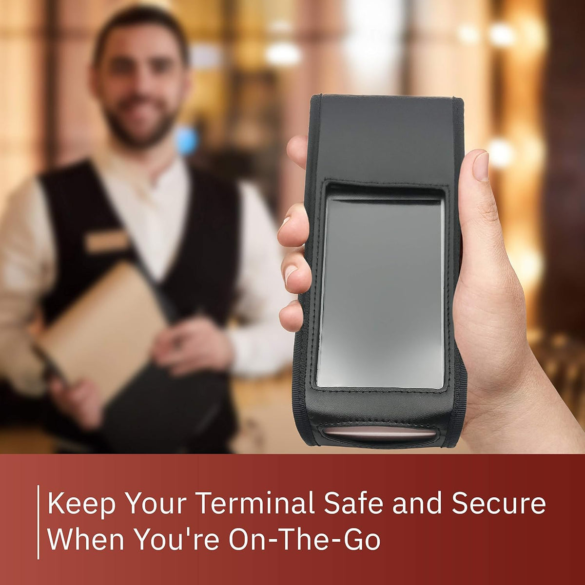Black Credit Card Terminal Carrying Case with Shoulder Strap X313