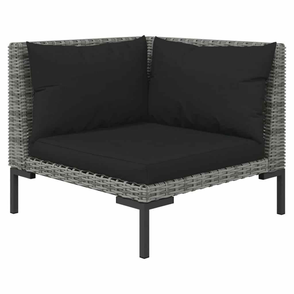3 Piece Dark Gray Half Round Poly Rattan Patio Sofa Set D882