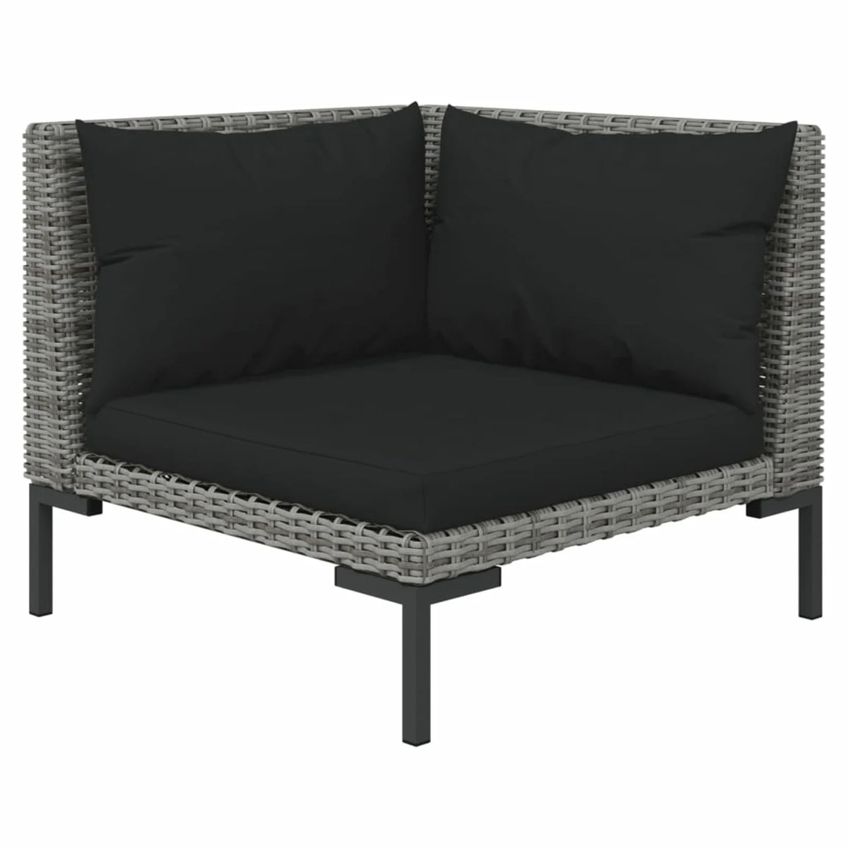 3 Piece Dark Gray Half Round Poly Rattan Patio Sofa Set D882