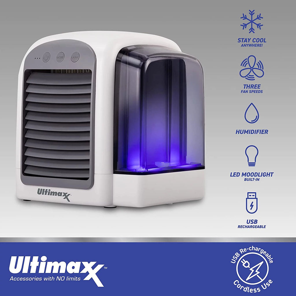 Portable Cordless Air Conditioner Humidifier with 3 Speeds 2-Pack W58291