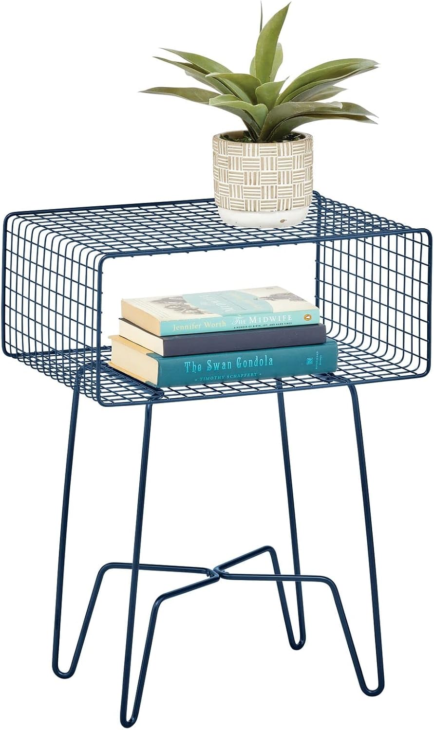 Chrome 2-Tier Metal Side Table with Storage Shelf U213652