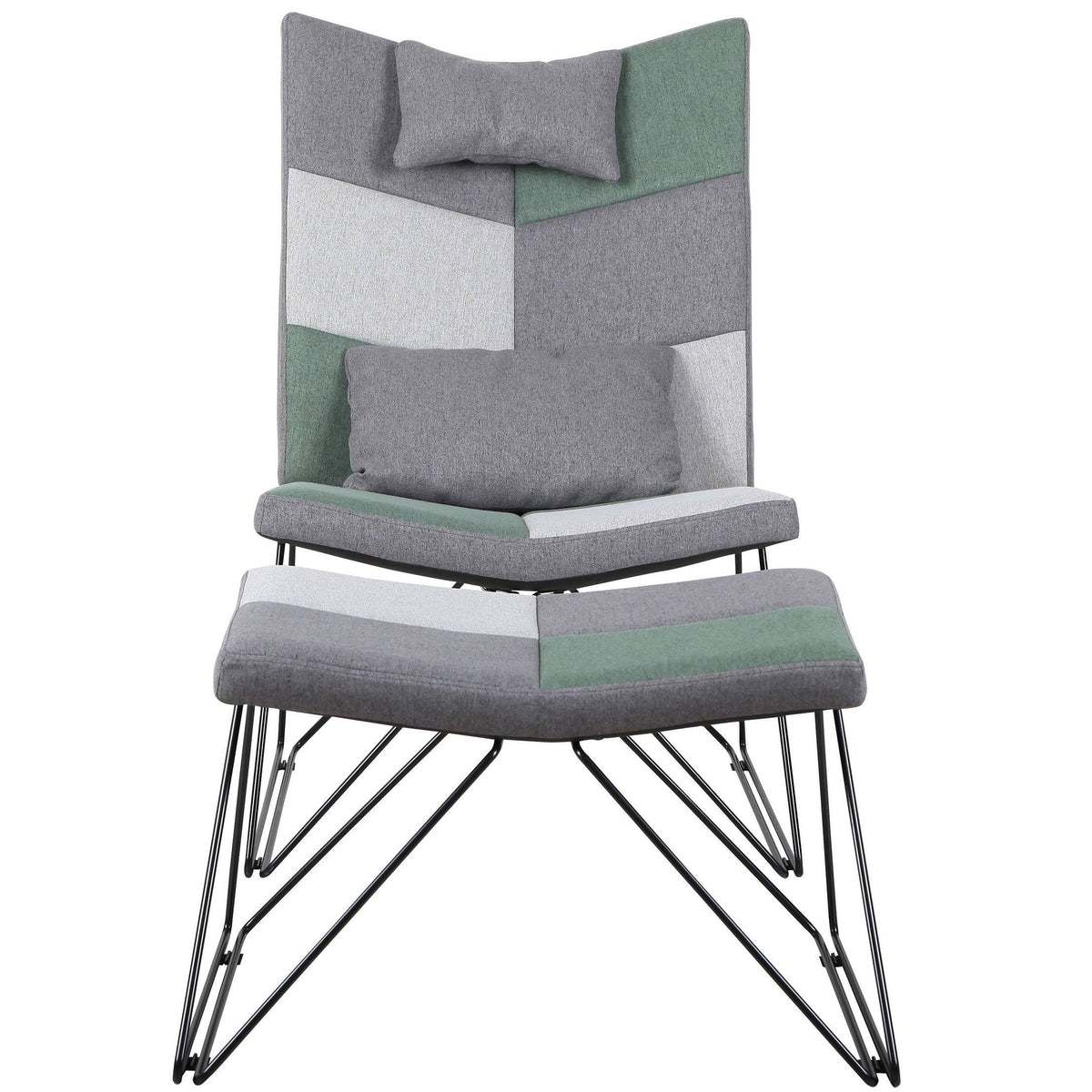 Padded Armless Accent Chair with Ottoman - Grey S602339