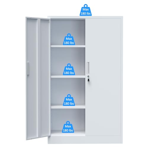 Black Metal Storage Cabinet with Locking Doors and Adjustable Shelves Q763401