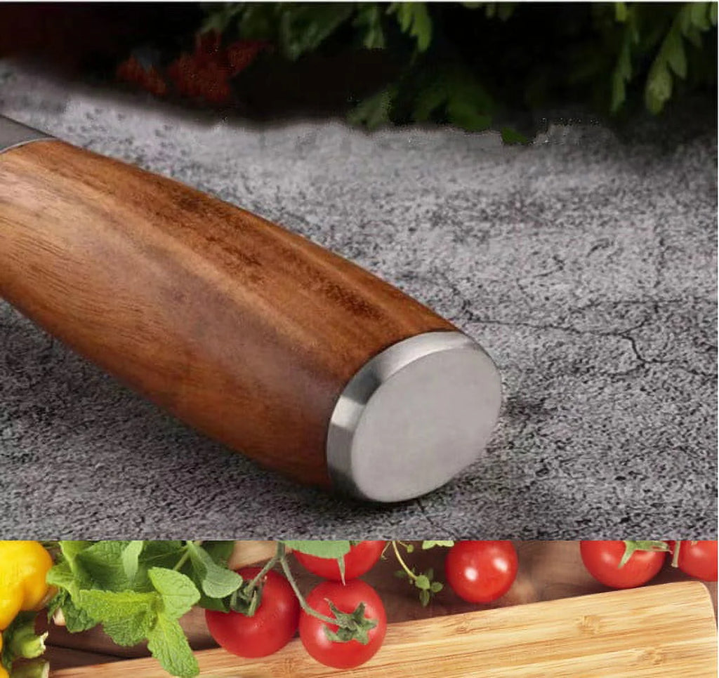 7-inch High Carbon Steel Full Tang Chef Knife with Wood Handle K674645