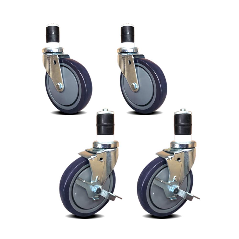 Set of 4 Expanding Stem Casters with and Without Brakes K418