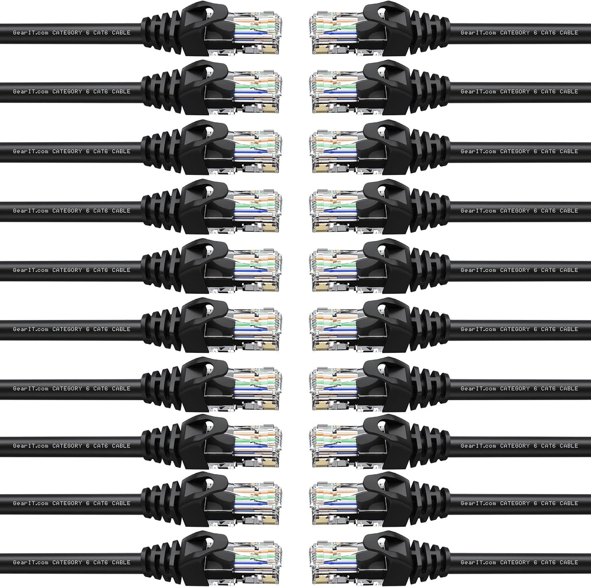 20-Pack Cat6 Patch Cable 7 Feet Black O238752