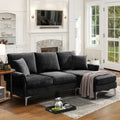 84" L-Shaped Black Sofa with Reversible Chaise K939