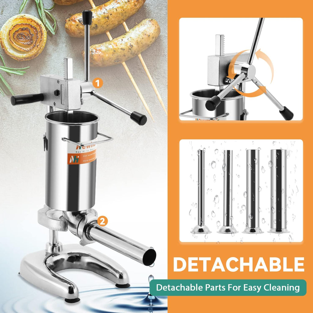 2L Manual Sausage Stuffer 4 Sausage Tubes Stainless Steel Meat Filler E439818