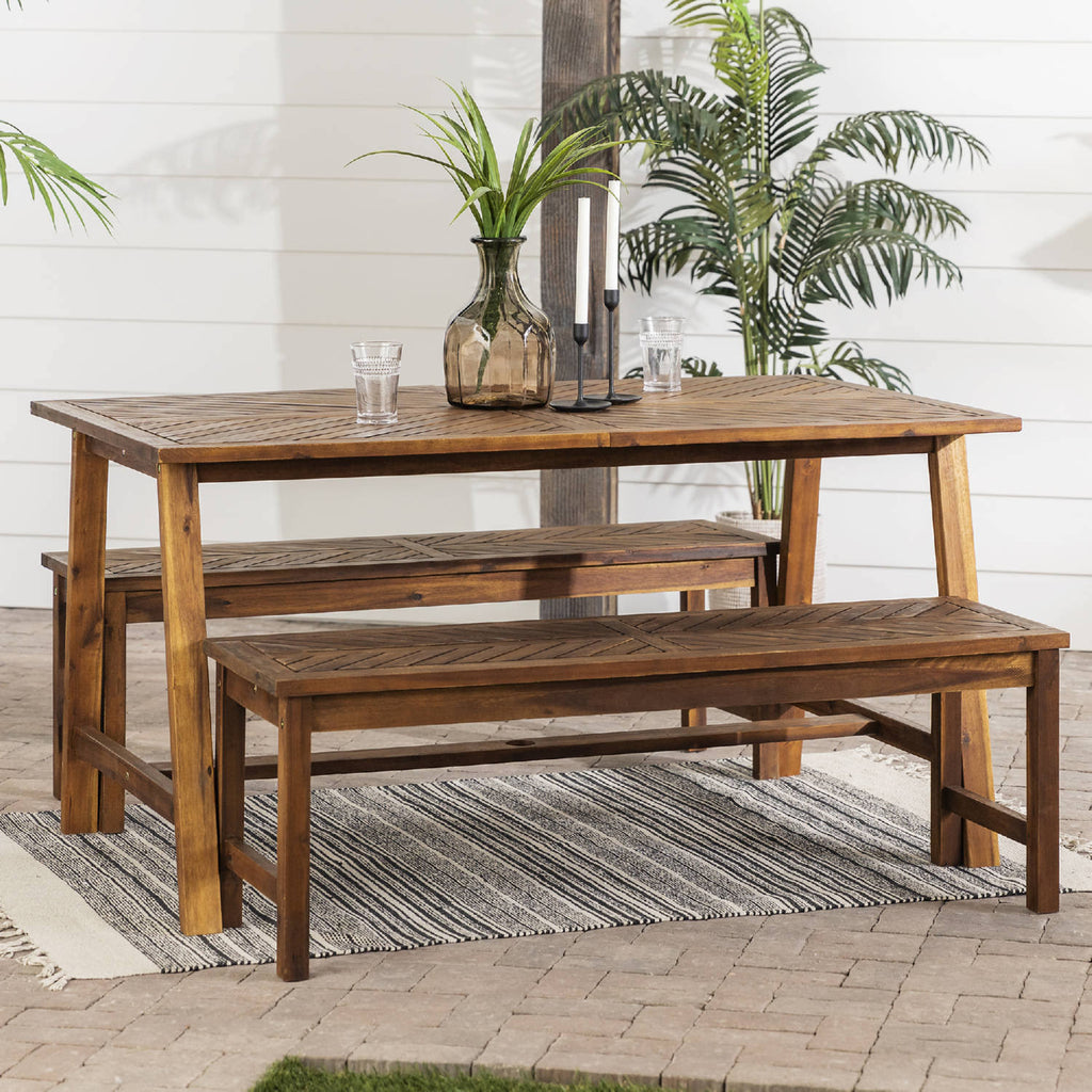 3-Piece Solid Acacia Wood Picnic Dining Set I622