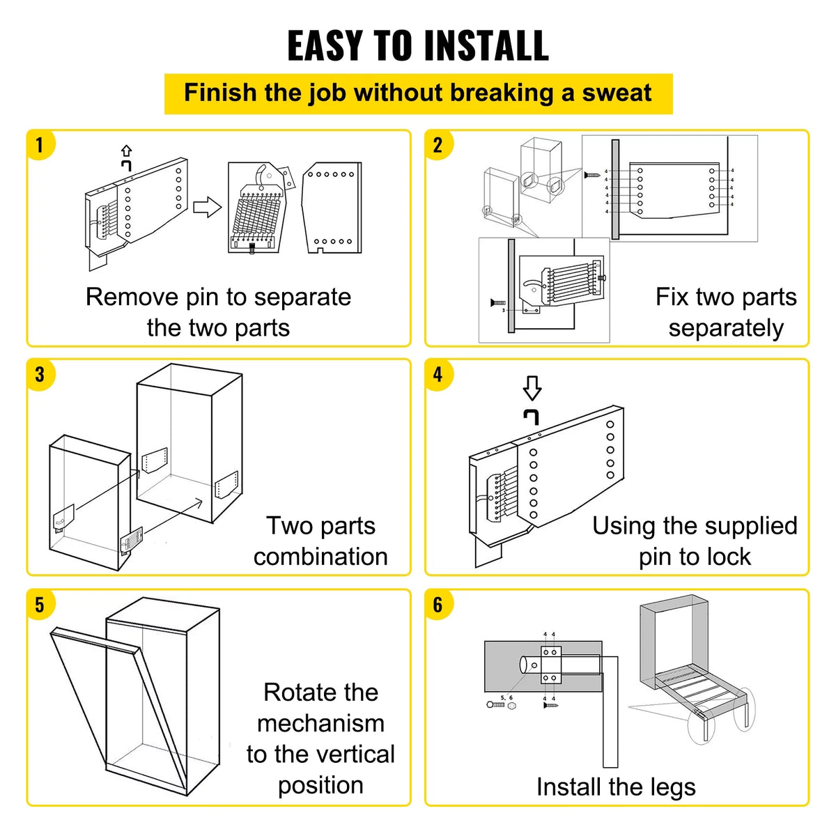 Murphy Bed Hardware Kit Vertical Mounting Heavy Duty Bed Support M730488