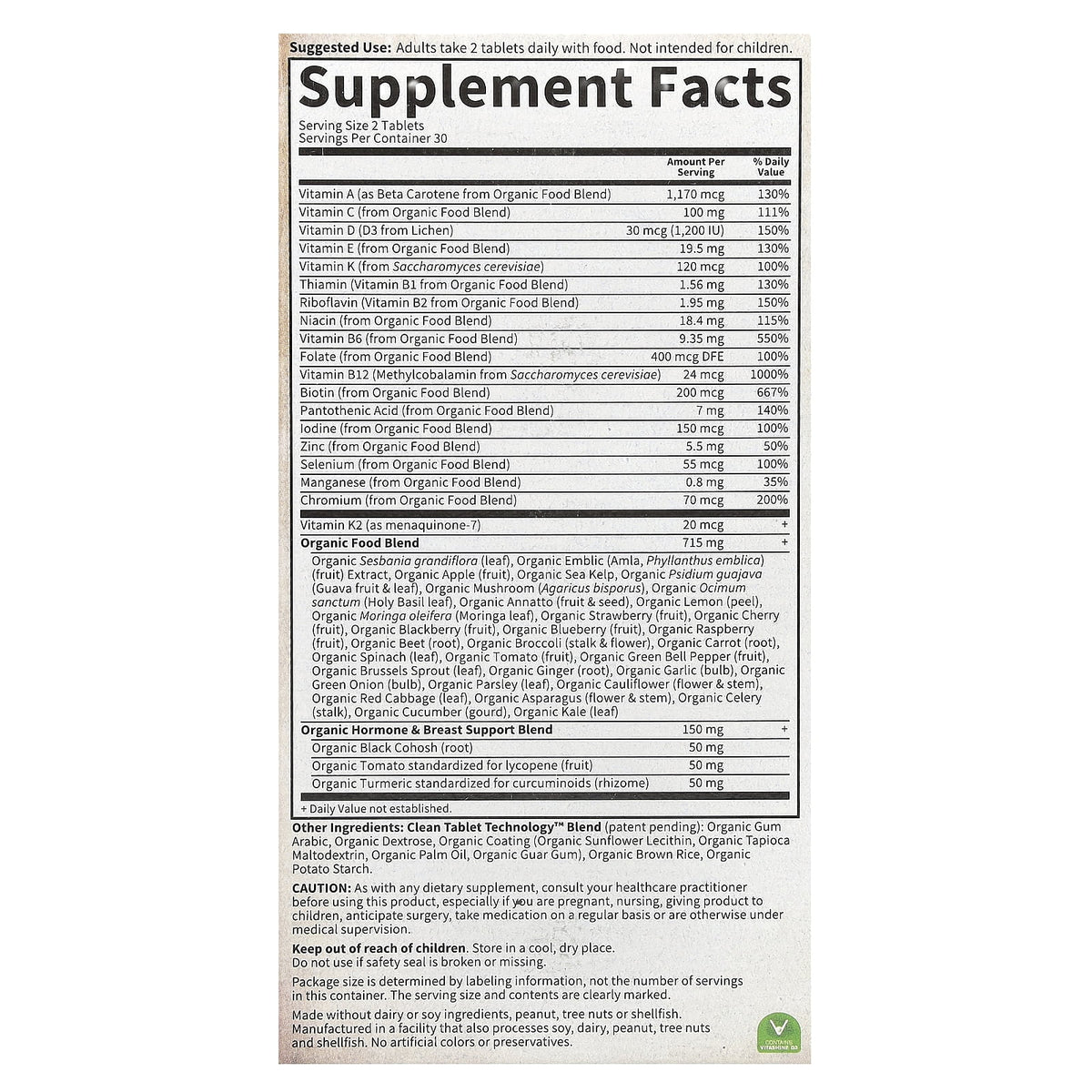 Women's Multi 40+ 60 Vegan Tablets V6179