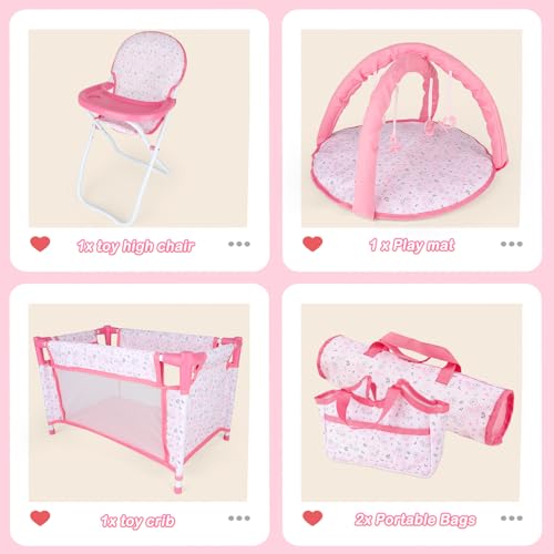 Pink 6 in 1 Baby Doll Playset with Furniture Z30315