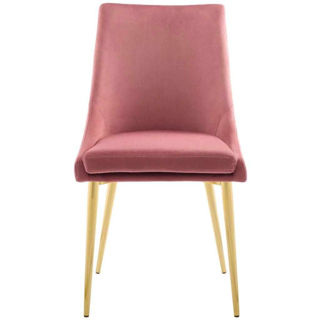 Pink Velvet Fabric Metal Steel Dining Chair H671367