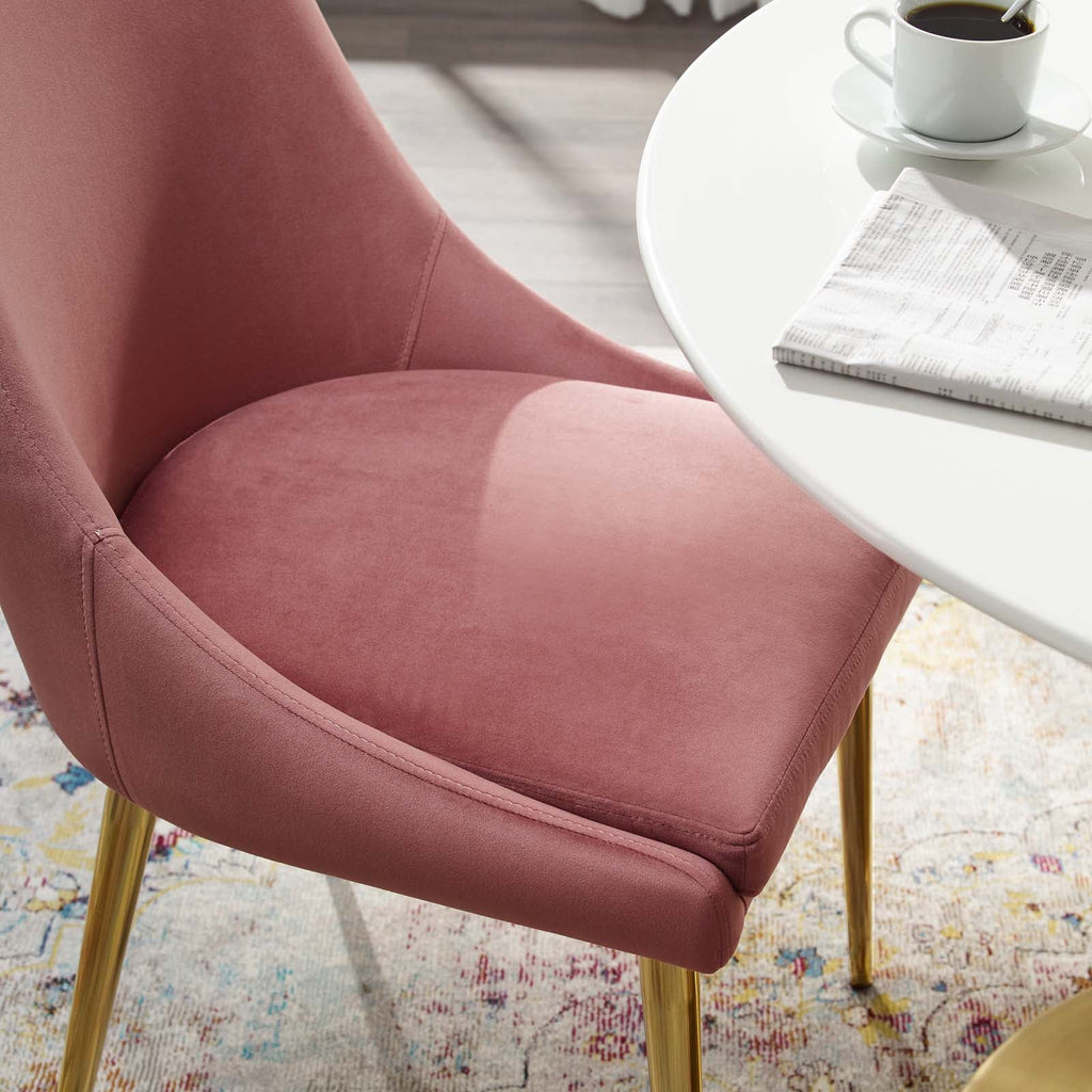 Pink Velvet Fabric Metal Steel Dining Chair H671367