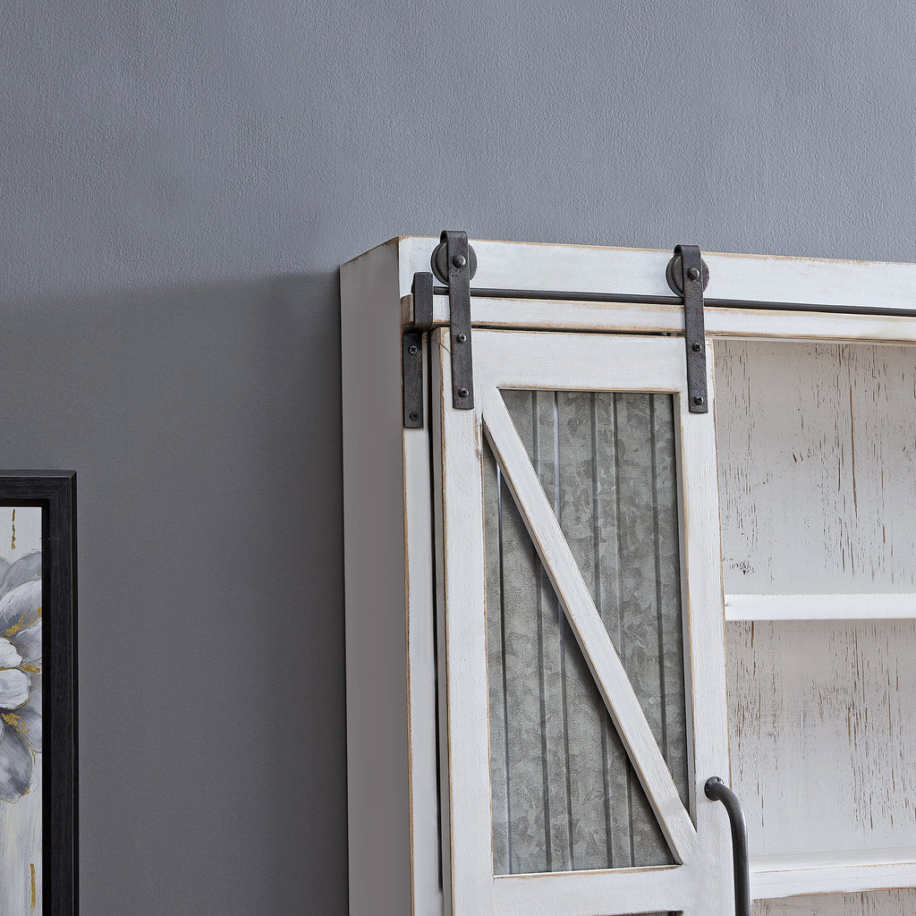 White and Silver Wood Cabinet E192