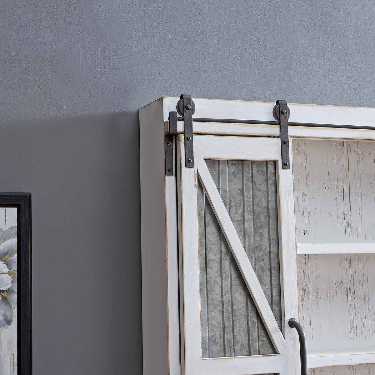 White and Silver Wood Cabinet E192