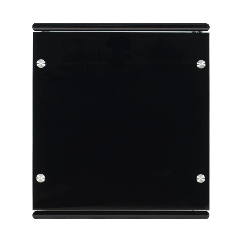 Black Glass and Metal End Table Set, 2 Pieces J404