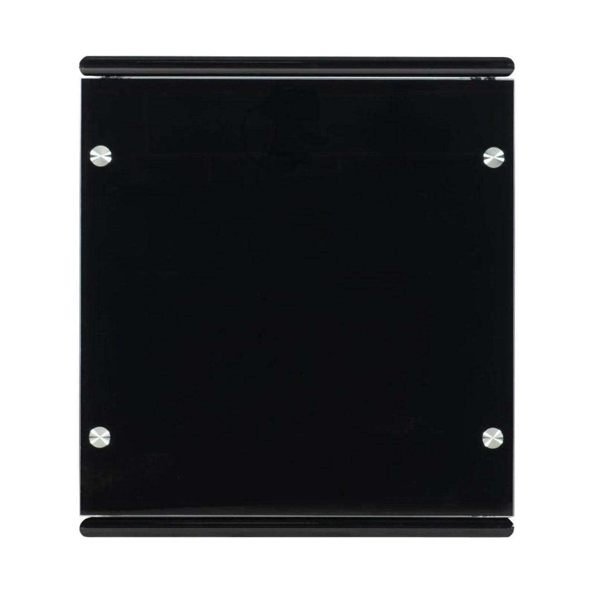 Black Glass and Metal End Table Set, 2 Pieces J404