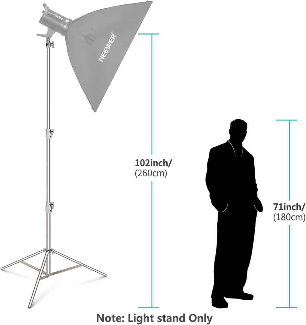 Stainless Steel Light Stand 102 inches Heavy Duty with Universal Adapter X317