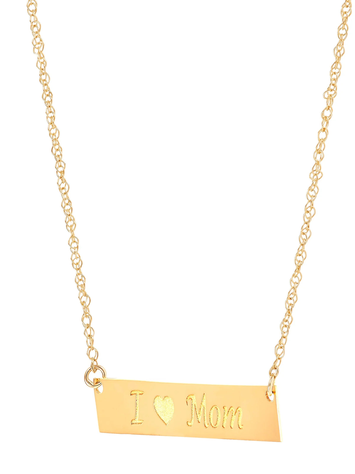 10K Yellow Gold Bar Plaque Necklace, 18" I64377