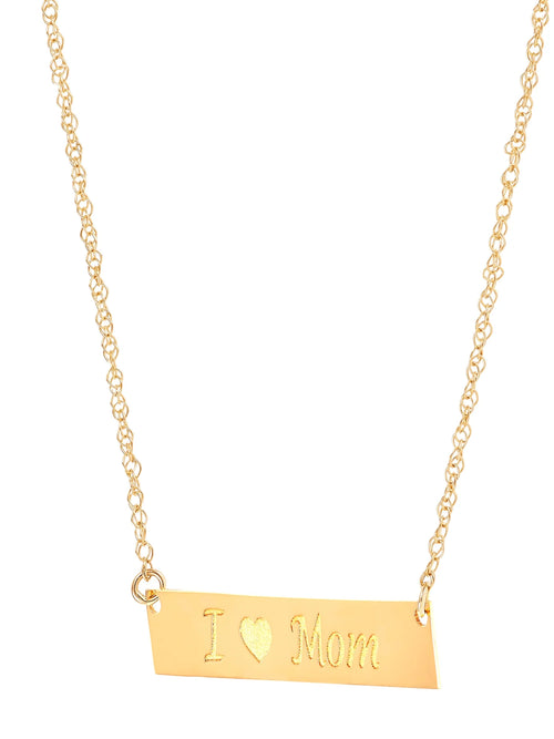 10K Yellow Gold Bar Plaque Necklace, 18" I64377